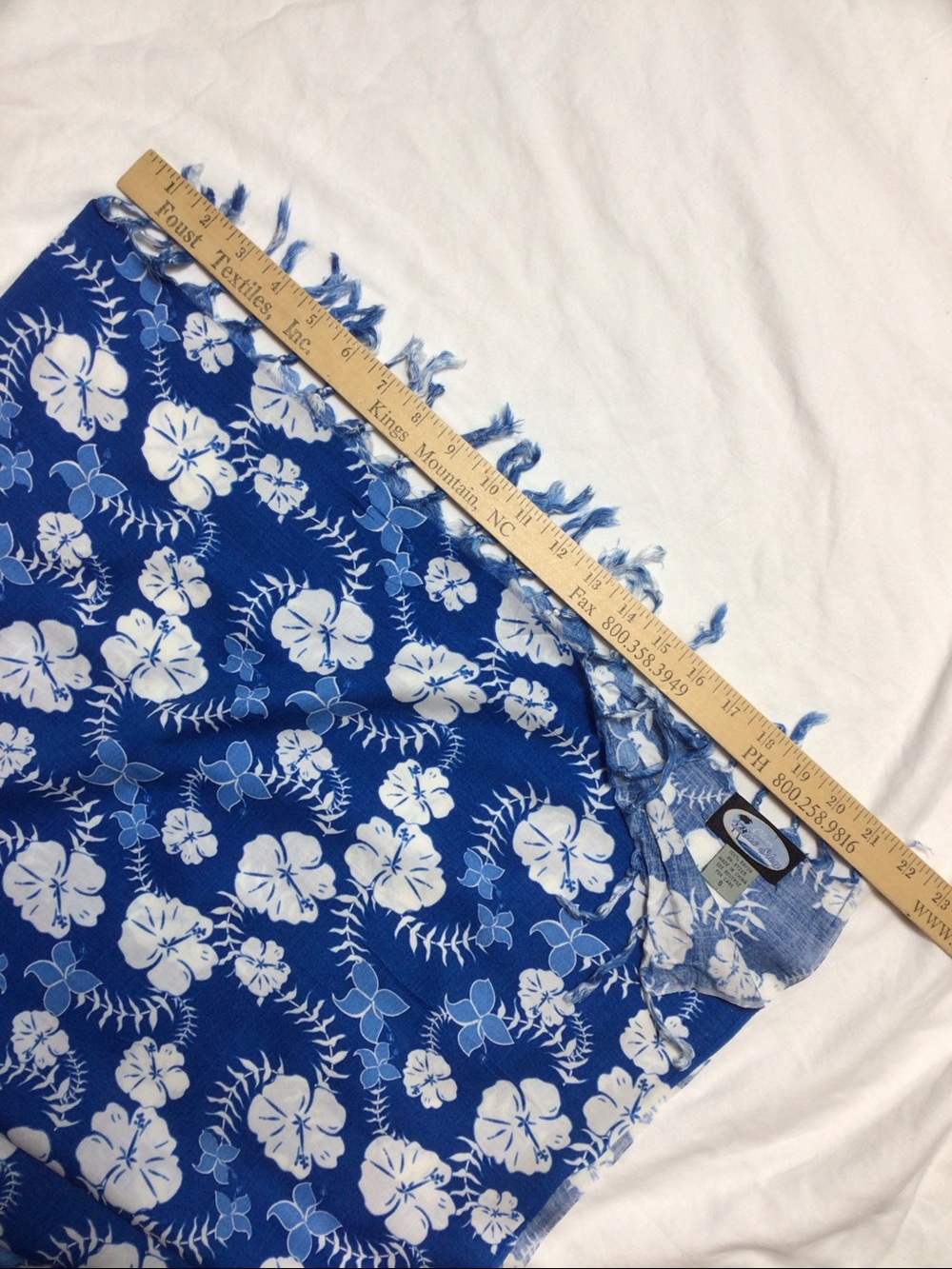 🌺 Blue Sky Sarong Blue and White Hawaiian Print Self Tie Wrap Skirt Sz.S - Picture 7 of 10